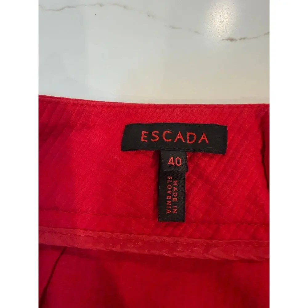 Escada stretch cotton straight leg pants Red Sz 40 US 10 old money designer